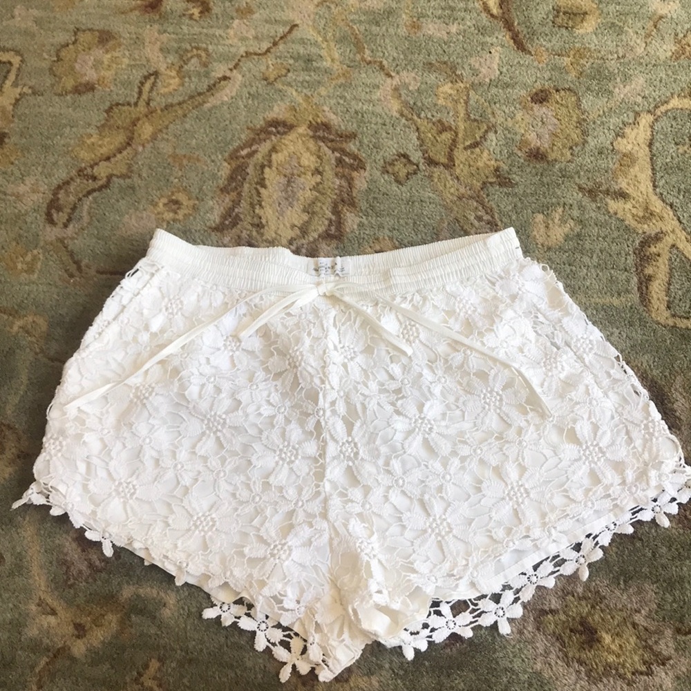 Cream color patterned shorts